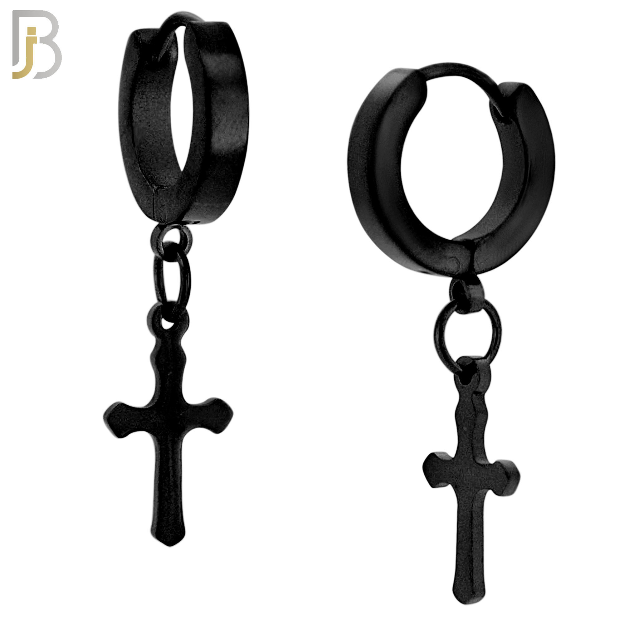 ES91 - 316L Stainless Steel Dangling Cross Design Huggies Clip On image 4