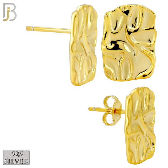 925-ES518 - 925 Sterling Silver Flat (Thin) Rectangle Nugget Push Back Earrings - 10x14mm image