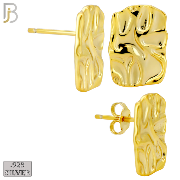 925-ES518 - 925 Sterling Silver Flat (Thin) Rectangle Nugget Push Back Earrings - 10x14mm image