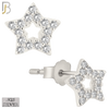 925-ES212 - .925 Sterling Silver Star Earring Stud with Clear Zircon Design image 1