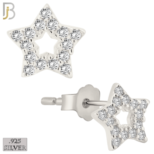 925-ES212 - .925 Sterling Silver Star Earring Stud with Clear Zircon Design image 1