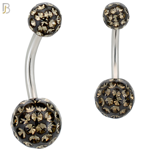 NB19 - 316L Surgical Steel Screw Coated Multi Gem Ball Banana Belly Ring  (PACK OF 6) image 5