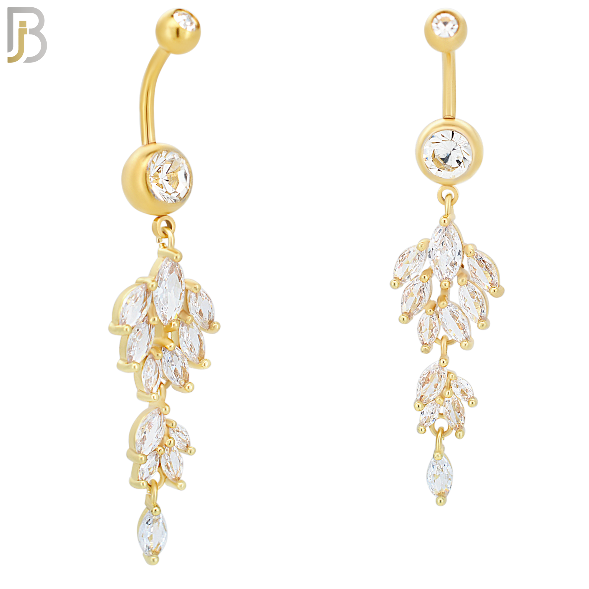 N058 - 316L Stainless Steel Dangling Leaves Design Belly Ring with 5mm Screw Ball Top image 2