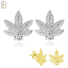 925-ES158 - .925 Sterling Silver Marijuana Leaf Design Earring Stud image 0