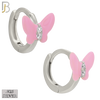 925-ES473 - 925 Sterling Silver Enamel Coated Butterfly Huggies Hoop Earring image 0