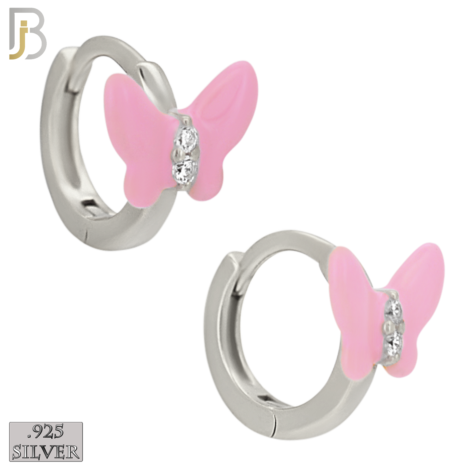 925-ES473 - 925 Sterling Silver Enamel Coated Butterfly Huggies Hoop Earring image 0