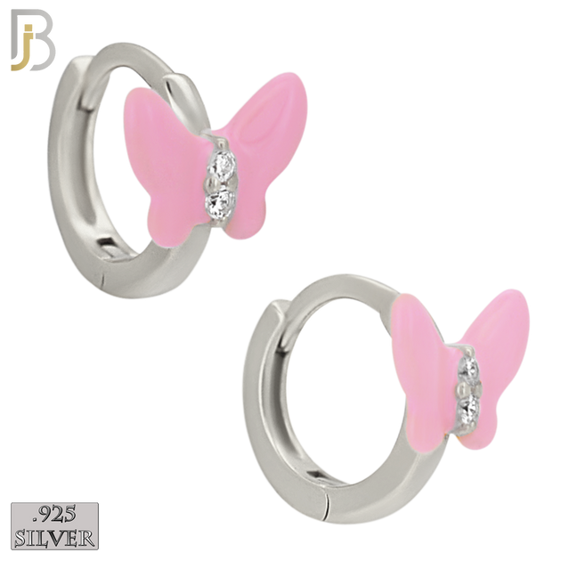 925-ES473 - 925 Sterling Silver Enamel Coated Butterfly Huggies Hoop Earring image 0