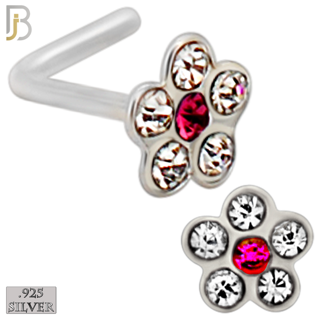 925-PK-NR08LS - 120 pcs, 925 Sterling Silver Nose Studs L Shape, 22g Thickness, Assorted Shape Design Tops Packages image 3