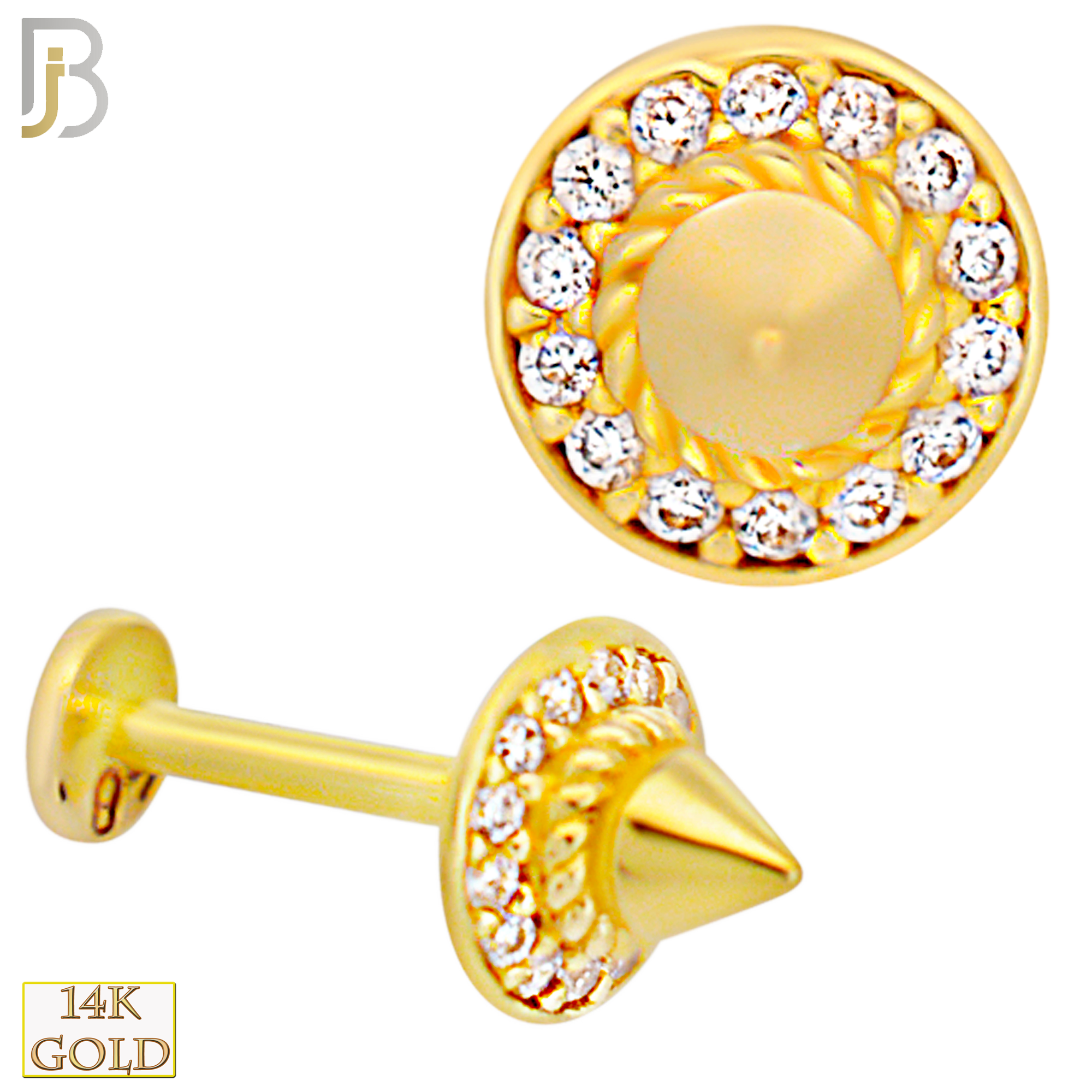 14-LB99 - 14K Yellow Gold Spike Disc Labret image 0