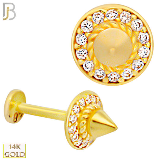 14-LB99 - 14K Yellow Gold Spike Disc Labret image 0