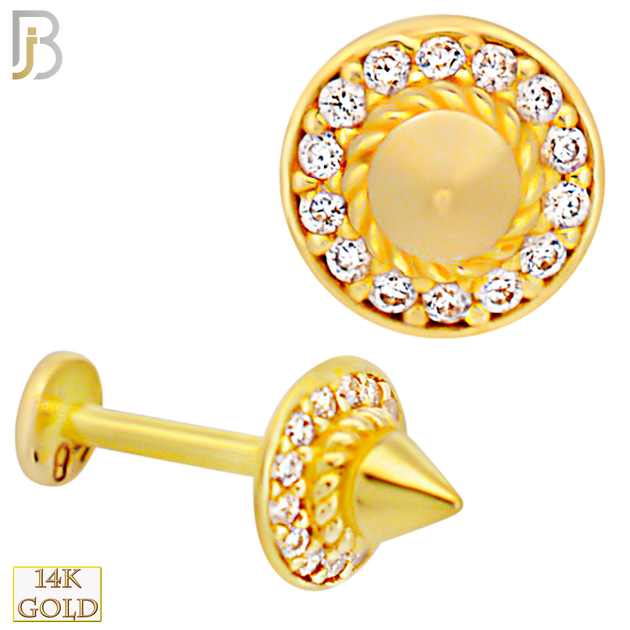 14-LB99 - 14K Yellow Gold Spike Disc Labret image 0