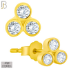 925-ES418 - Push Back - 925 Sterling Silver Three Bezel Set Round CZ in Triangle Stud Earrings image 1