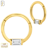 14-CT61 - 14K Solid Gold Hinged Hoops Single Baguette Zircon image 0