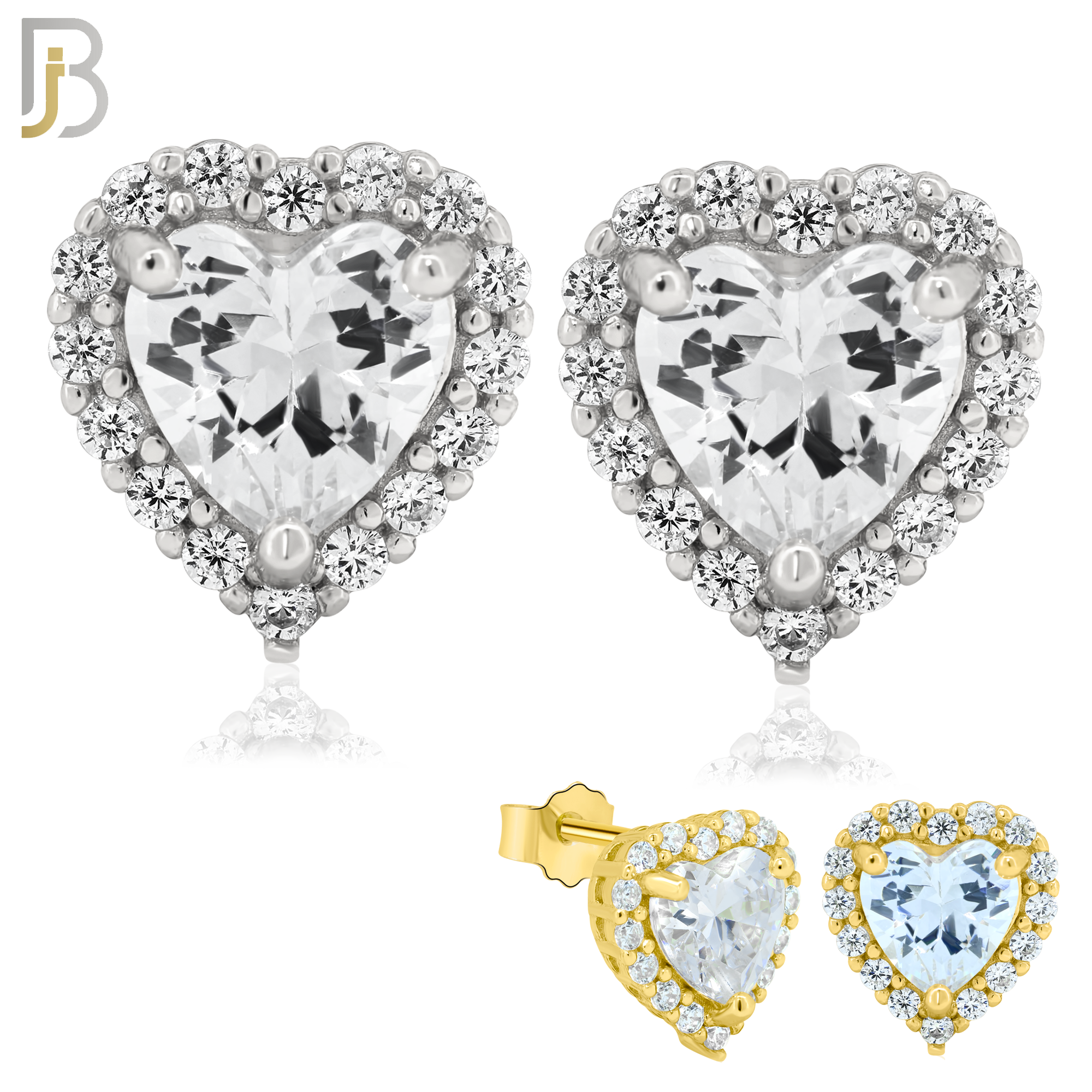 925-ES75 - .925 Sterling Silver Heart Design with Multi Zircon Earring Stud image 0