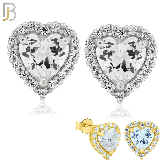 925-ES75 - .925 Sterling Silver Heart Design with Multi Zircon Earring Stud image 0