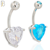 NB73 - 316L Stainless Steel Banana Belly Ring with Prong Set 10mm Heart Shaped Cubic Zirconia image 0