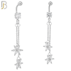 N0140 - 316L Stainless Steel Dangling Double 6 Petal Flower Drop with CZ Belly Ring and 5mm Screw Top image 1