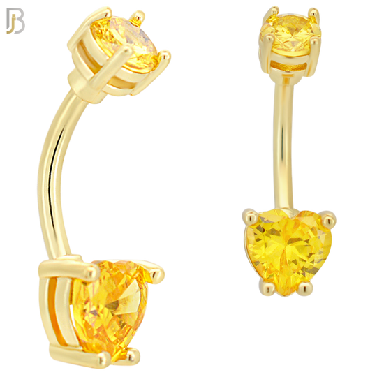 NB06G - 316L Stainless Steel Gold Plated Heart Prong Setting Zircon  Banana Belly Navel Ring (PACK OF 6) image 4