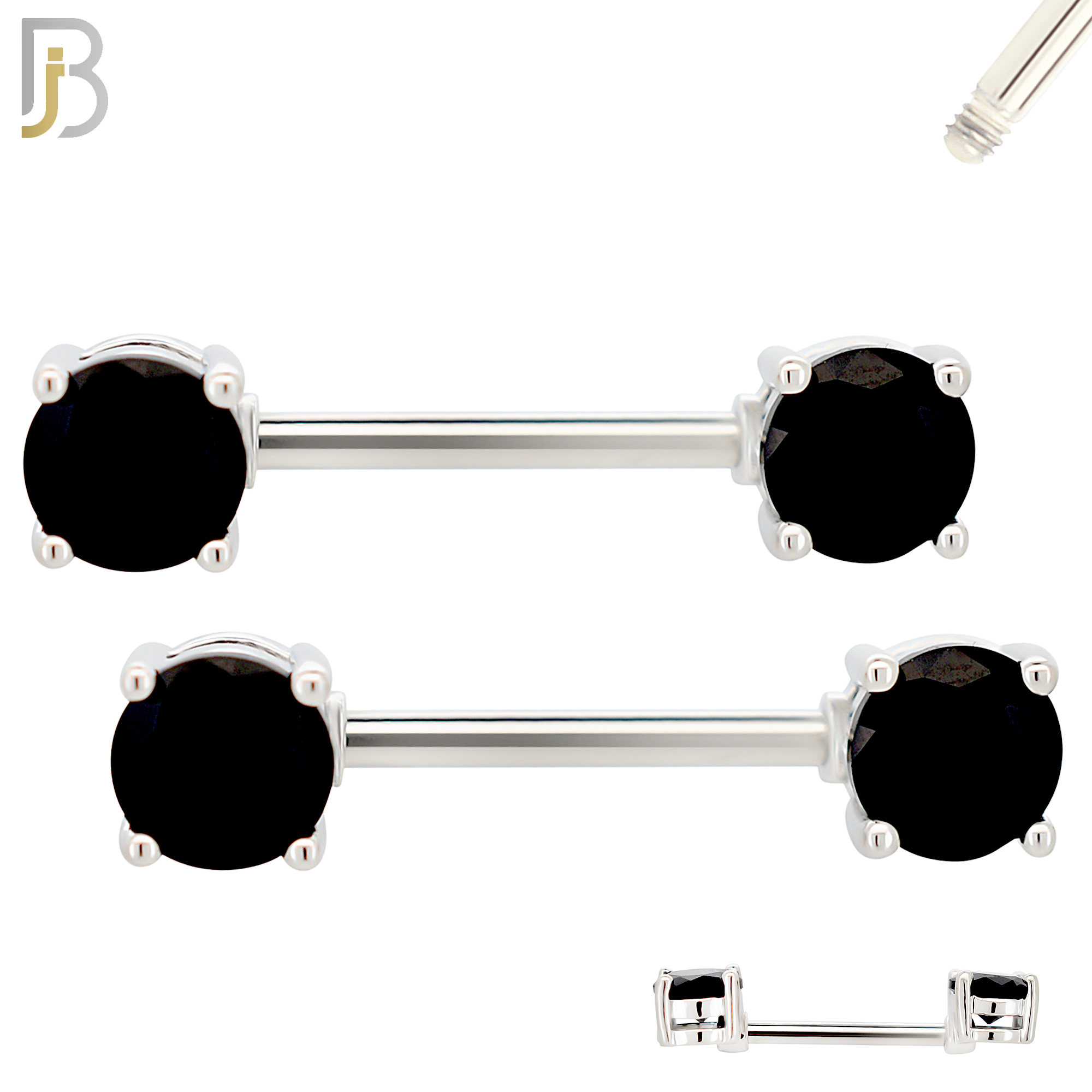 NP02S - 316L Surgical Steel Screw Prong Round Zircon Nipple Ring Piercing image 7