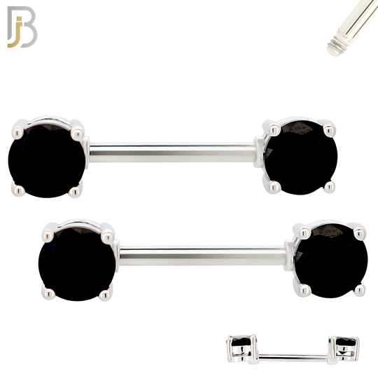NP02S - 316L Surgical Steel Screw Prong Round Zircon Nipple Ring Piercing image 7