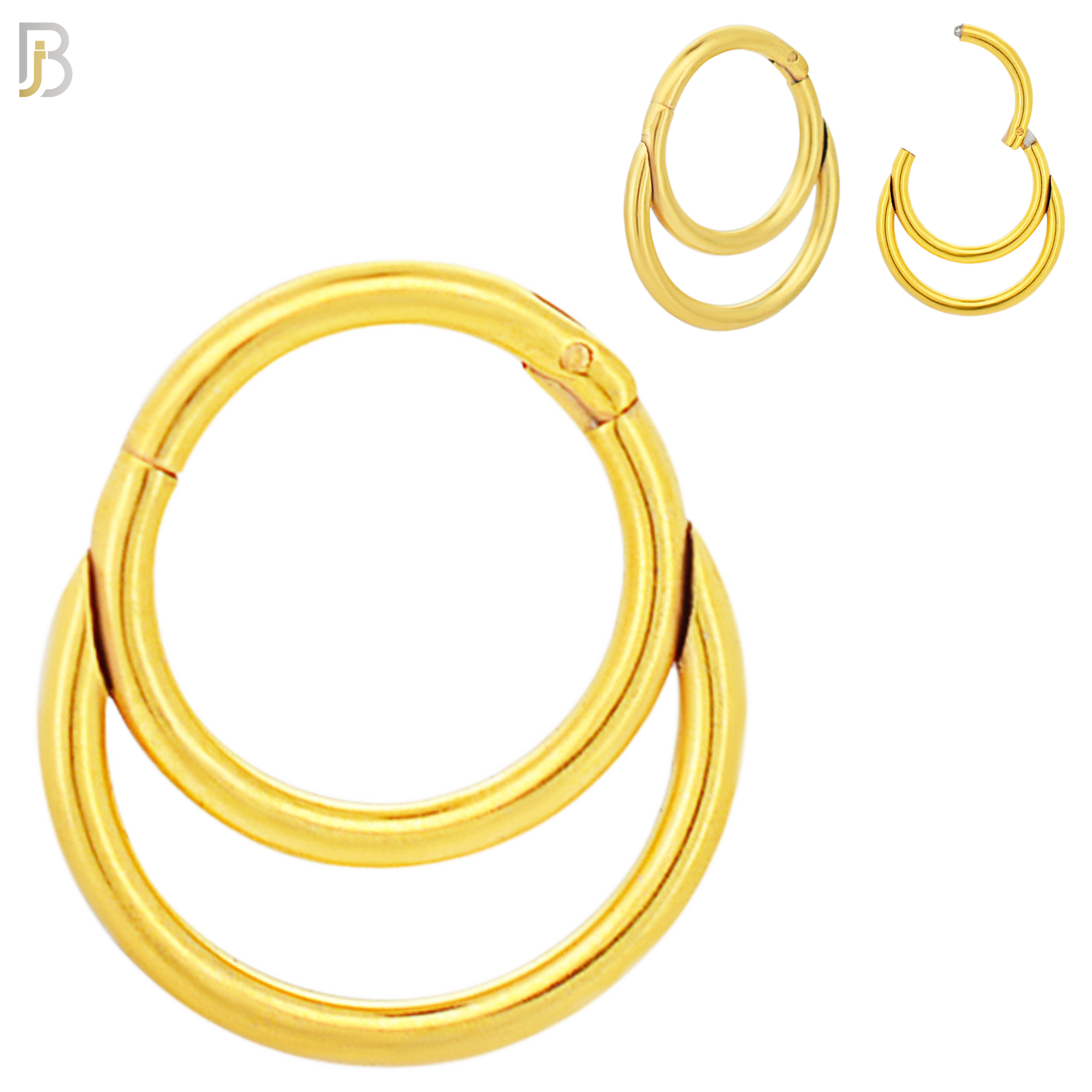 CT96 - 316 Stainless Steel Double Hoop Plain Hinged Hoop Nose Rings (PACK OF 6) image 2