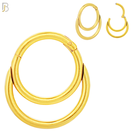 CT96 - 316 Stainless Steel Double Hoop Plain Hinged Hoop Nose Rings (PACK OF 6) image 2
