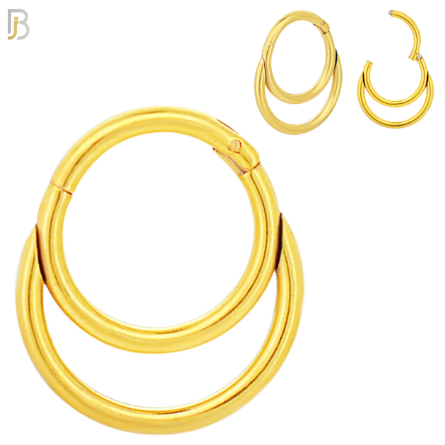 CT96 - 316 Stainless Steel Double Hoop Plain Hinged Hoop Nose Rings (PACK OF 6) image 2