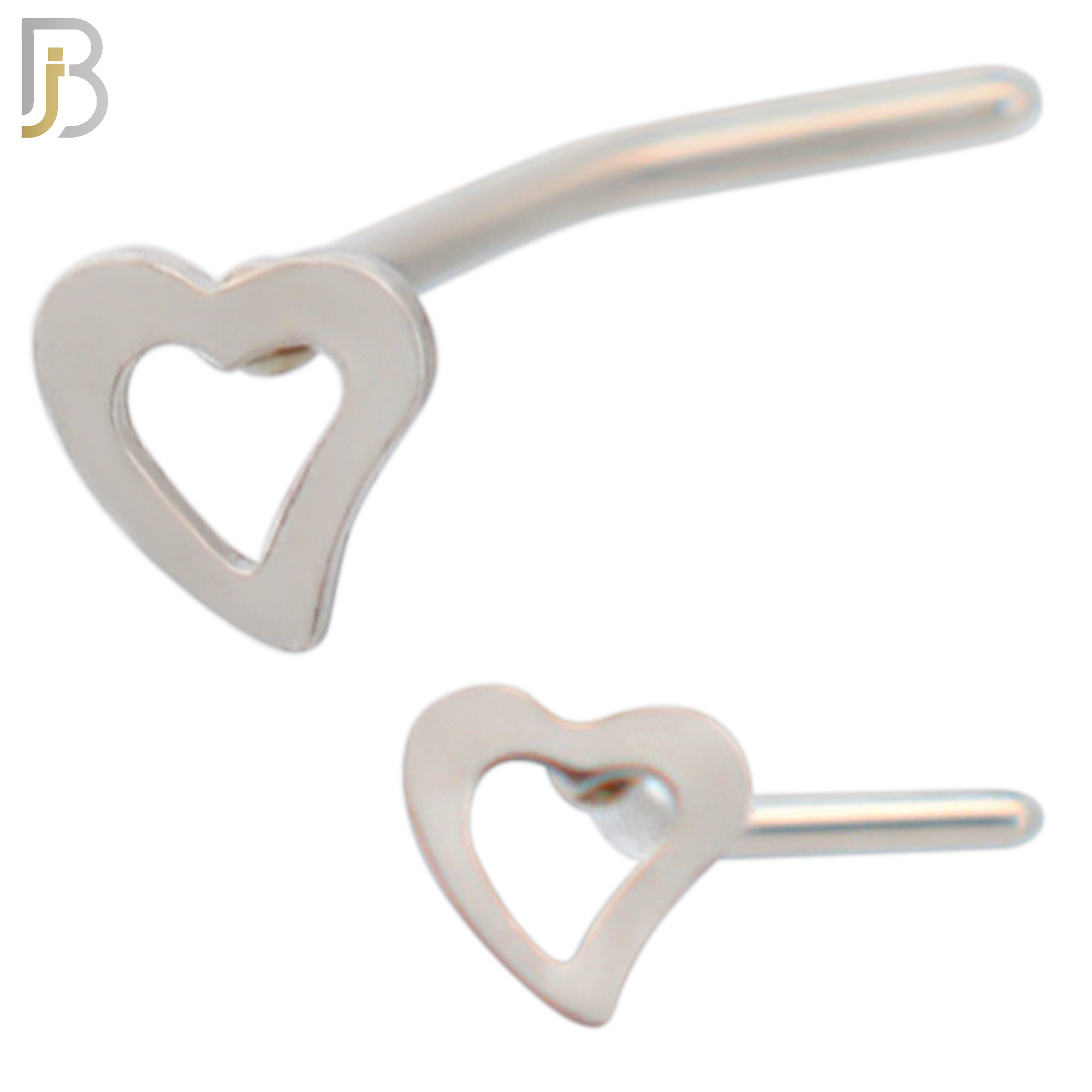NR40L -   316L Surgical Steel Nose L Shape Plain Curved Hollow Heart Design (PACK OF 6) image 0