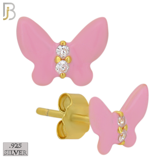925-ES475 - 925 Sterling Silver Enamel Coated Butterfly Push Back Stud Earring image 1