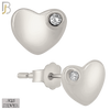 925-ES211 - Push Back - .925 Sterling Silver Plain Heart Shaped Earring Stud with Single Clear Zircon image 1