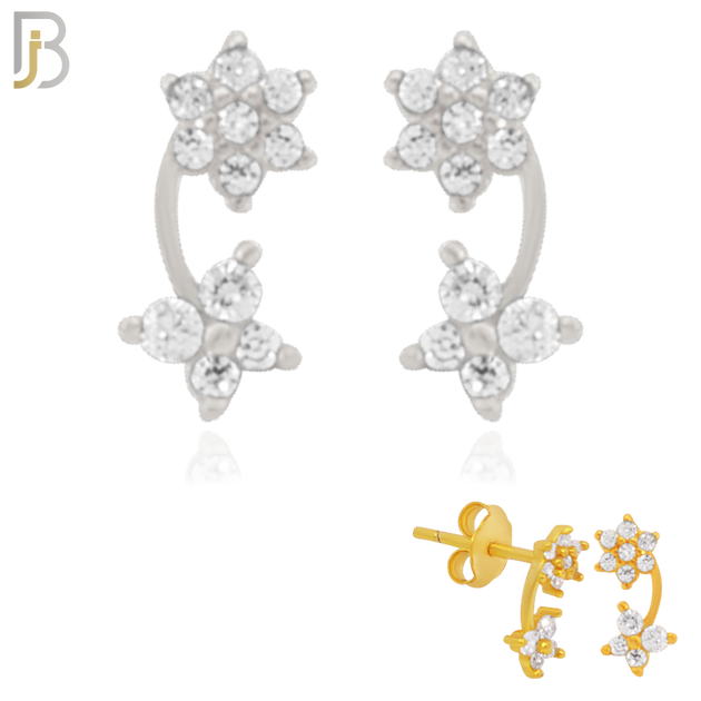 925-ES185 – .925 Sterling Silver 6 Petal Flower and Butterfly with Zircon image 0