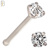 NR01S - 316L Surgical Steel Nose Bone Prong Set Zircon Round Nose Ring (PACK OF 6) image 3