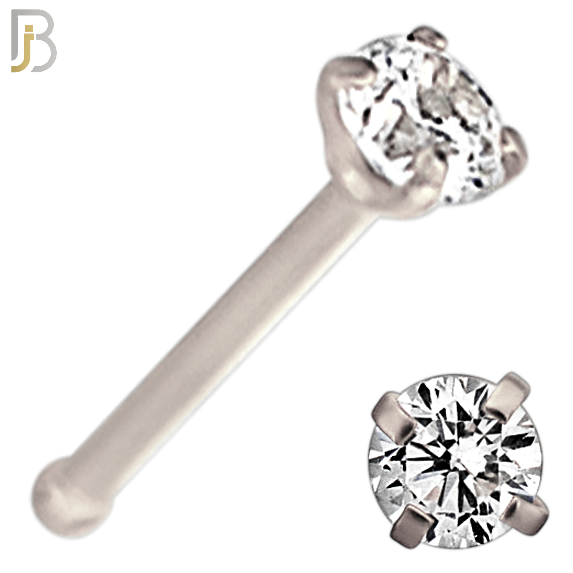 NR01S - 316L Surgical Steel Nose Bone Prong Set Zircon Round Nose Ring (PACK OF 6) image 3