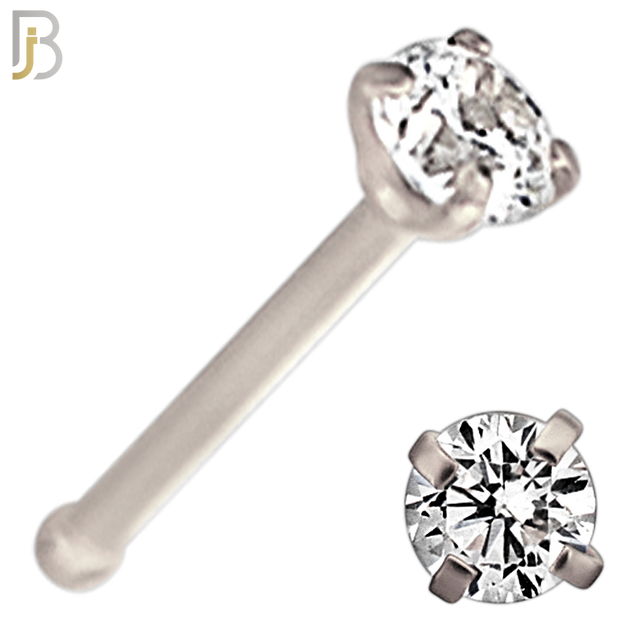 NR01S - 316L Surgical Steel Nose Bone Prong Set Zircon Round Nose Ring (PACK OF 6) image 3