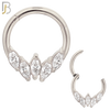 CT120 - 316 Surgical Steel 5 Marquise Zircon Hinged Hoop (Pack of 6) image 1