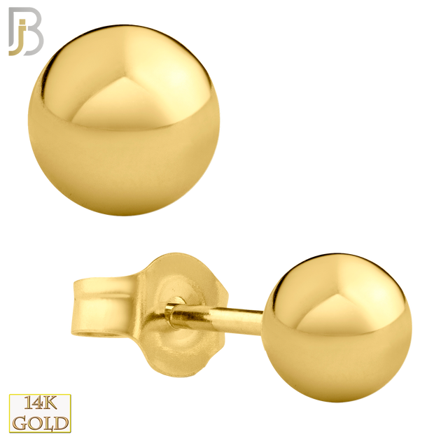 14-ES102Y - 14k Yellow Gold Push Back Plain Ball Stud Earrings image
