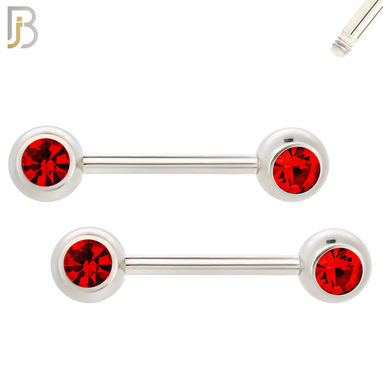 NP01-6 - 316L Surgical Steel Screw 6mm Plain Ball with Bezel Zircon Nipple Ring Piercing image 3