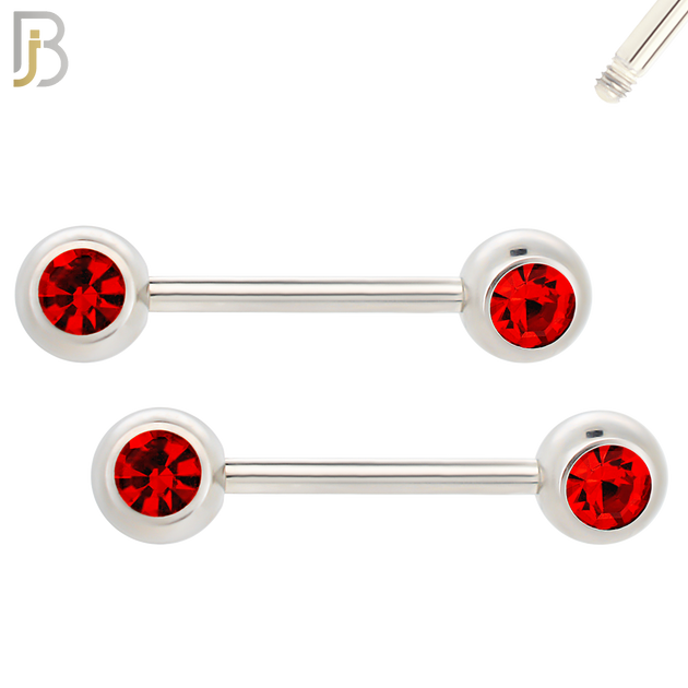 NP01-6 - 316L Surgical Steel Screw 6mm Plain Ball with Bezel Zircon Nipple Ring Piercing image 3