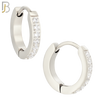 ES357 - 316L Stainless Steel Huggies Earring with 7 Round Cubic Zirconia image 1