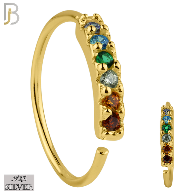 925-CT12 - 925 Sterling Silver wide 22g Thickness 6 Zircon Prong Setting Hoops Piercing (PACK OF 6) image 4