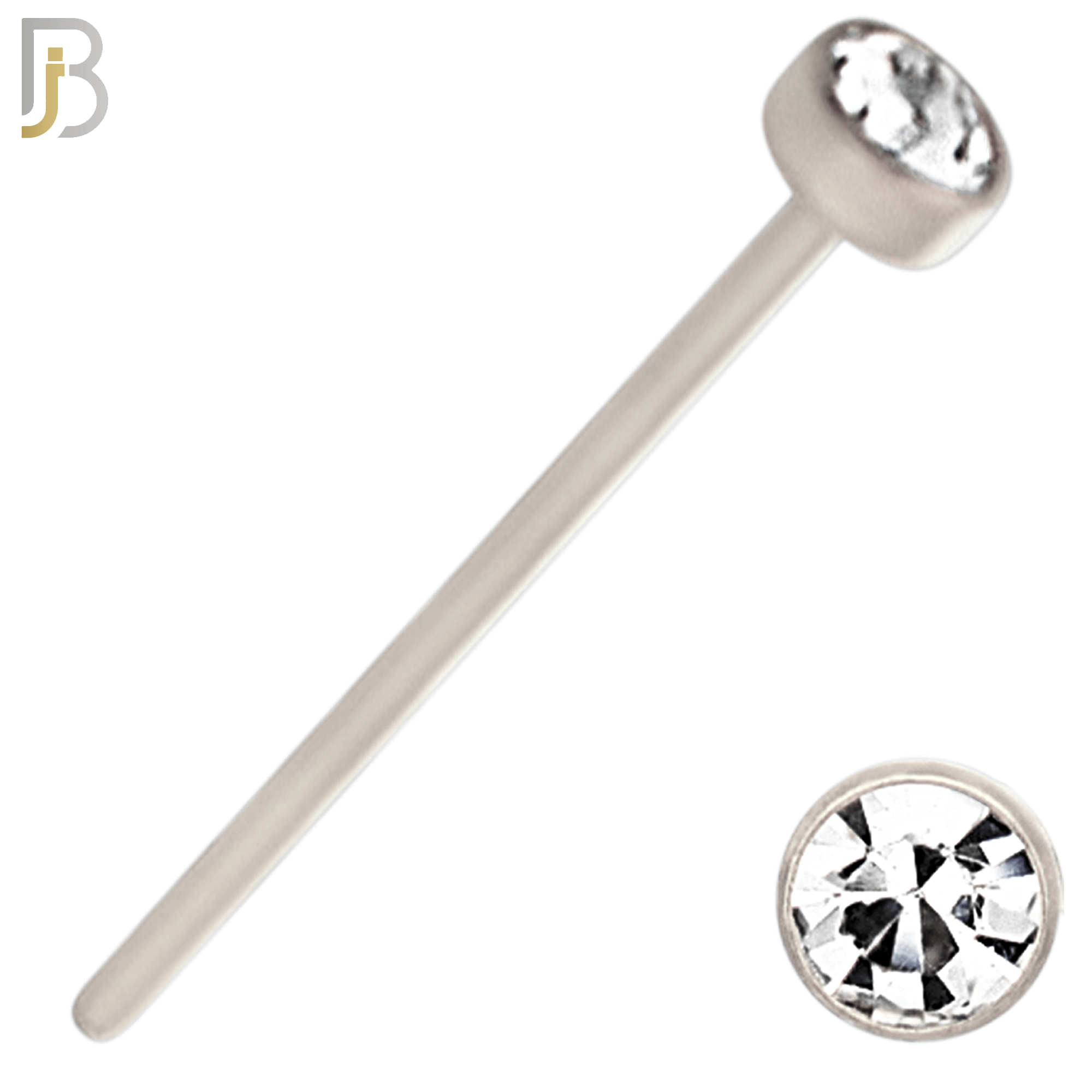 NR05S - 316L Surgical Steel  Nose Stud  Bezel Set Zircon Round Nose Ring image 4