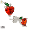 925-ES471 - 925 Sterling Silver Single Red Apple Fruit Push Back Stud Earring image 0