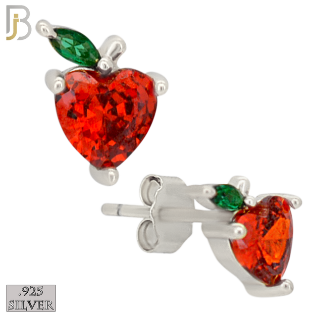 925-ES471 - 925 Sterling Silver Single Red Apple Fruit Push Back Stud Earring image 0