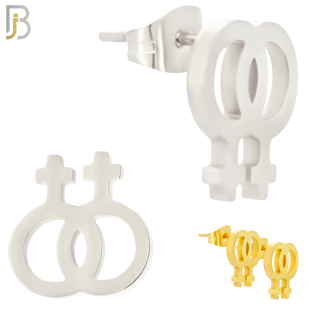 ES10 - 316L Stainless Steel LGBT Lesbian Symbol Gender Design Earring Stud image 0