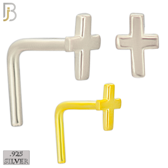 925-NR21LGS -  925 Sterling Silver Plain Flat Cross L Shape Nose Ring (Pack of 6) image 0