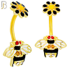 NB48 - 316L Stainless Steel Bee Design with Flower Tail Banana Belly Navel Ring image 2