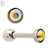 TB118SA - 316L Stainless Steel Bezel with AB Color CZ Tragus/Cartilage Barbell (PACK OF 6) image 1