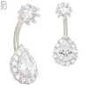 NB54 - 316L Stainless Steel Pear Shaped Zircon Banana Belly Ring image 1