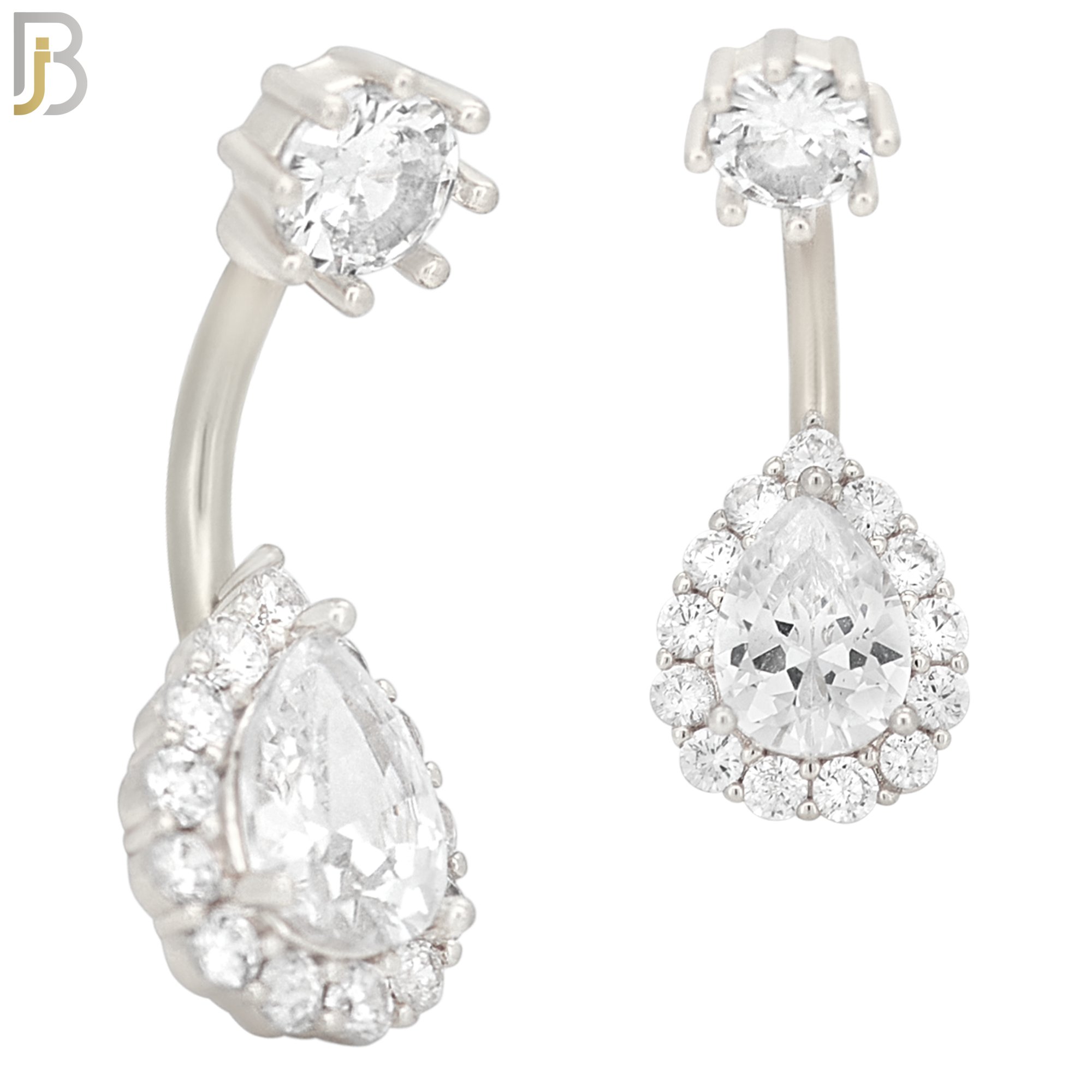 NB54 - 316L Stainless Steel Pear Shaped Zircon Banana Belly Ring image 1