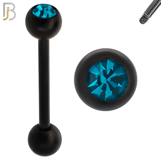 BB05K - 316L Surgical Steel Black Plated Screw Barbell with 5mm Bezel Ball External Threaded (PACK OF 6) image 1